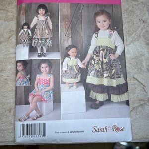 SARAH ROSE - Matching Girl’s & Doll Outfit - Simplicity Pattern #1793